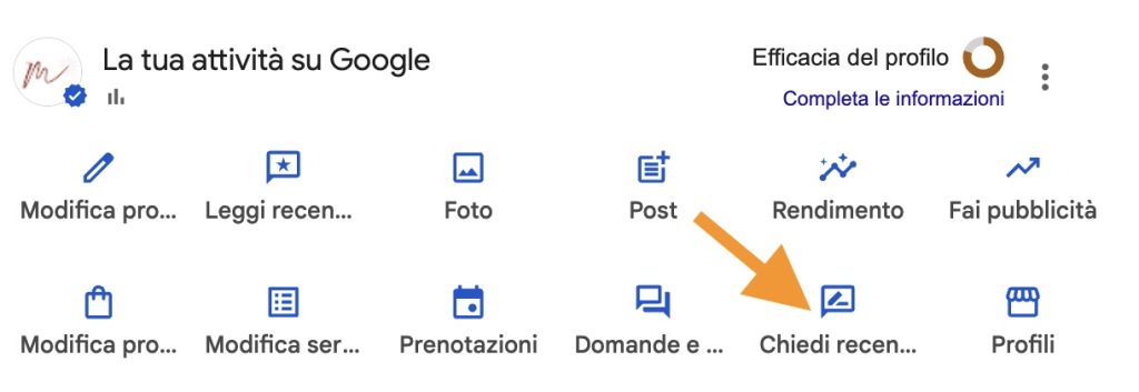 Link per richiedere recensioni di Google Business Profile