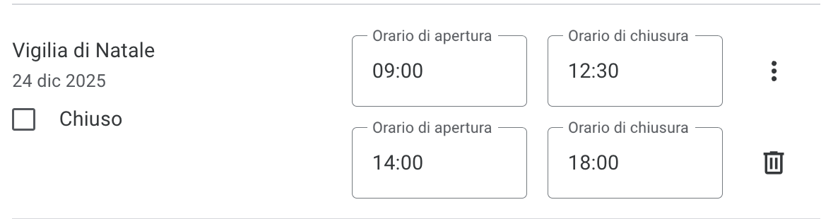 Modificare gli orari in Google Business Profile